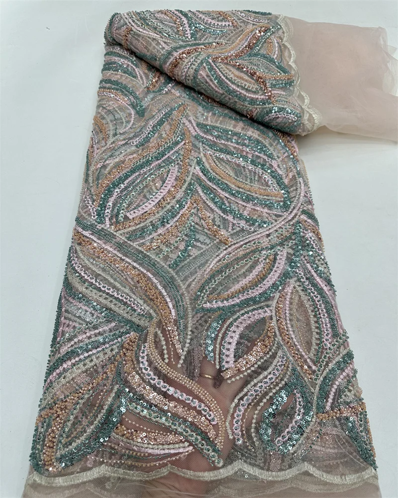 Африканская кружевная ткань с бисером 2025 высокое качество сетчатая для жениха