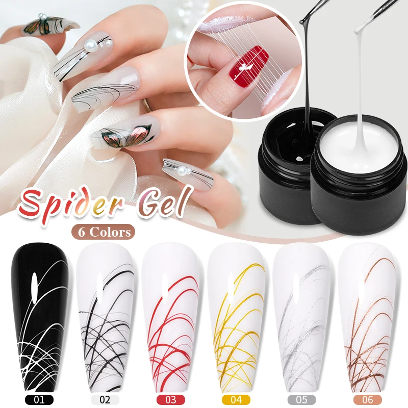 

PUENTE Spider Gel 5ML Wire Drawing Gel Nail Polish Soak Off UV LED Semi-Permanent Varnish Black White Sliver Color Nail Lacquer