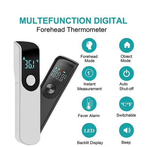 Инфракрасный термометр для взрослых, Бесконтактный градусник с цифровым ЖК-дисплеем для измерения температуры тела и лба, ушей