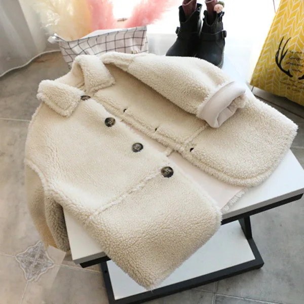 

Шерстяное пальто Корейская зимняя детская версия пальто для девочек Новинка плотное длинное модное осеннее пальто из овечьей шерсти
