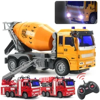 children wireless remote control engineering car fire truck four channel electric vehicel model toy with light