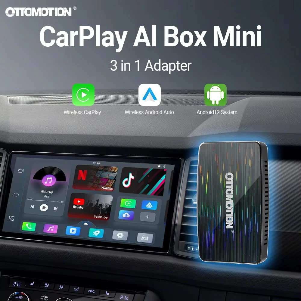 OTTOMOTION Play2 Video Pro Беспроводной CarPlay Android Auto адаптер Встроенный Youtube Netflix IPTV видео-бокс