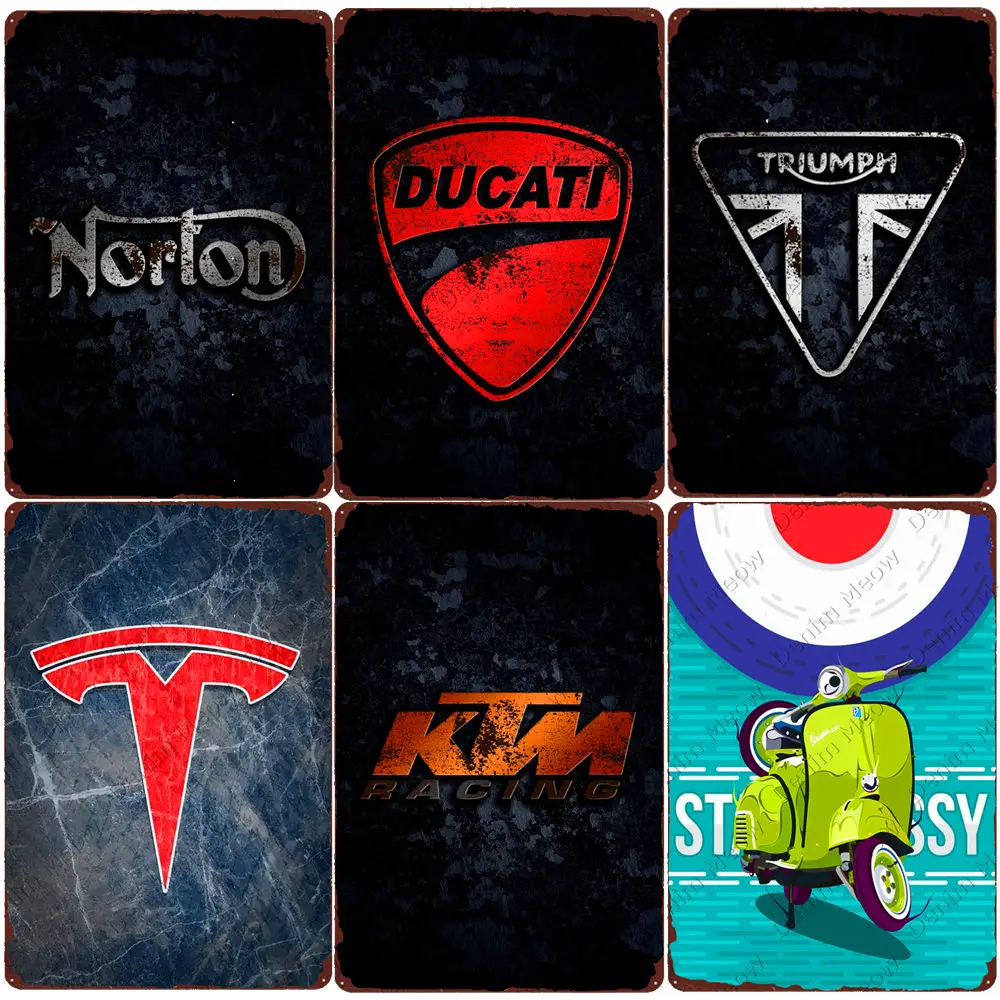 

Постеры в винтажном стиле от бренда мотоциклов, металлическая жестяная фотография, декор для бара, клуба, декоративная настенная табличка, ...
