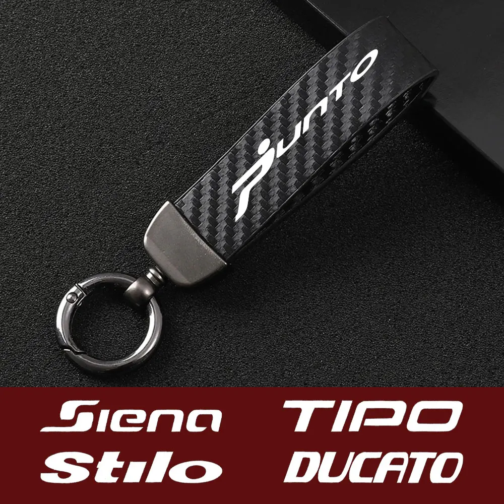 

Car key Chain Car Keys Hang Key Ring Carbon Fiber Grain Belt For Fiat Punto Siena Tipo Stilo Ducato Doblo Uno Sedici Toro Mobi