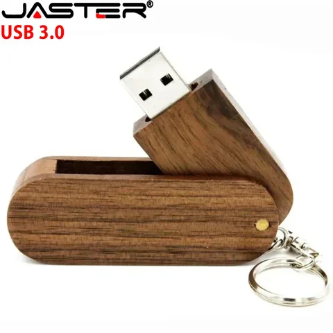 Деревянные вращающиеся флэш-накопители USB 3.0, 128 ГБ, бесплатный индивидуальный логотип, 64 ГБ, 32 ГБ с брелоком, бизнес-подарок, U-диск