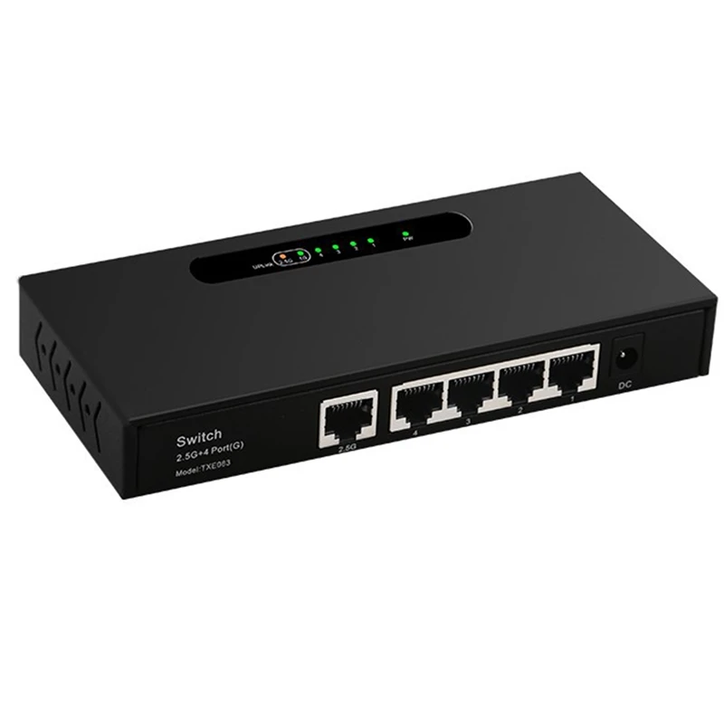 

FULL-2.5G Gigabit Switch 4 Port Gigabit Ethernet Switch Unmanaged Switch Home Switch Network Splitter EU Plug