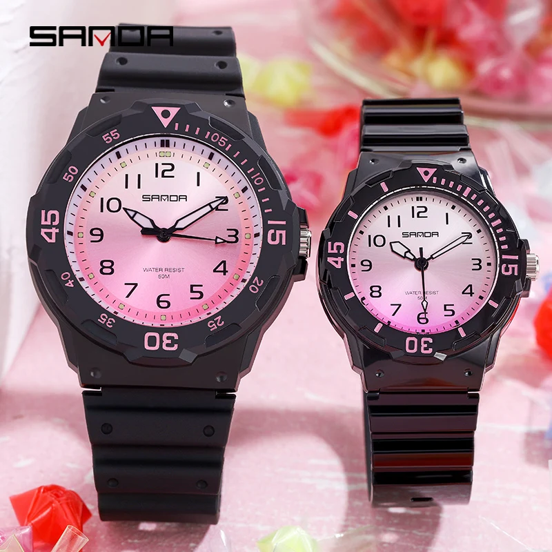 SANDA Famous Brand Couple Watch Fashion Casual Couple Quartz Watch Arabic Numeral Display Sports Mens Womens Watches Waterproof