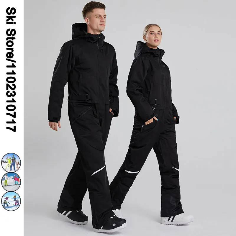 One-piece Ski Suit for Men Women Ski Jumpsuit Winter Warm Windproof Waterproof Ski Jacket Pants Set Snowboarding Suit SK063