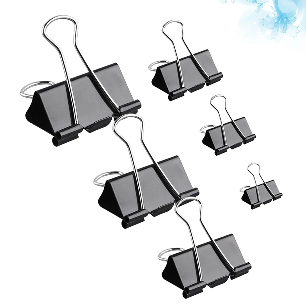 

90 Pcs Long Tail Clip Dovetail Folder Paper Clamps Binder Clips Assorted Sizes Black Office Colored