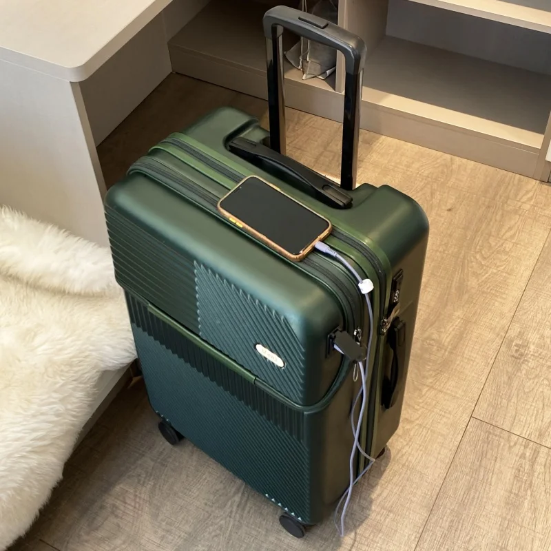 Fashion travel luggage Front Opening Boarding Luggage Women's Small 20-Inch Lightweight Trolley Suitcase 24 Suitcase