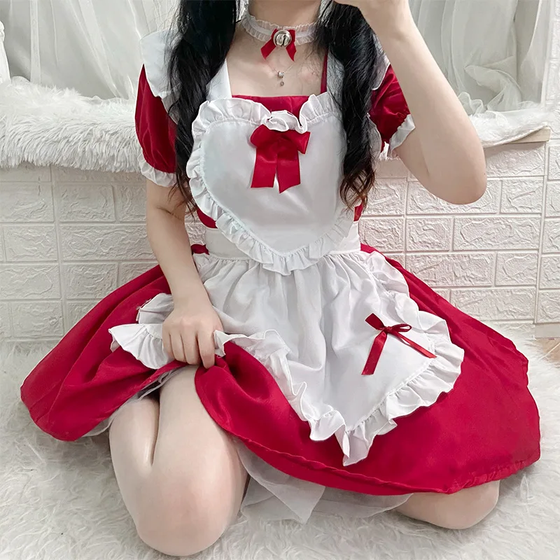 

Halloween Women Adult Anime Alice Adventure Red Party Dress Alice Dream Women Sissy Maid Lolita Cosplay Costume