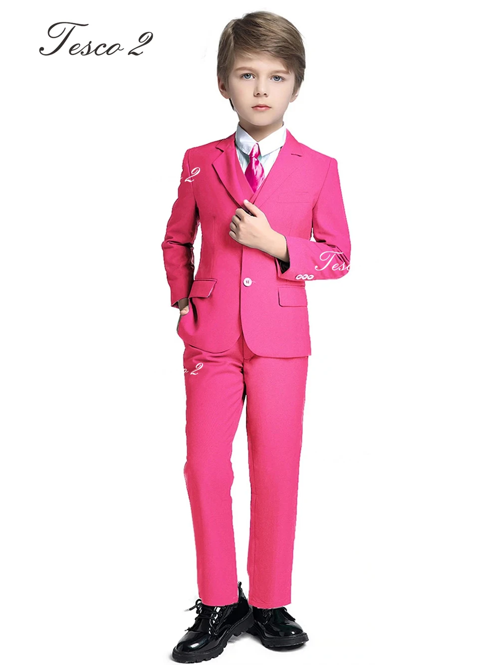 3 Pieces Suit For Boy Formal Occasion Wedding Party Boy Suit Long Sleeve Peak Lapel Suit For High Quality Graduation Party Suit
