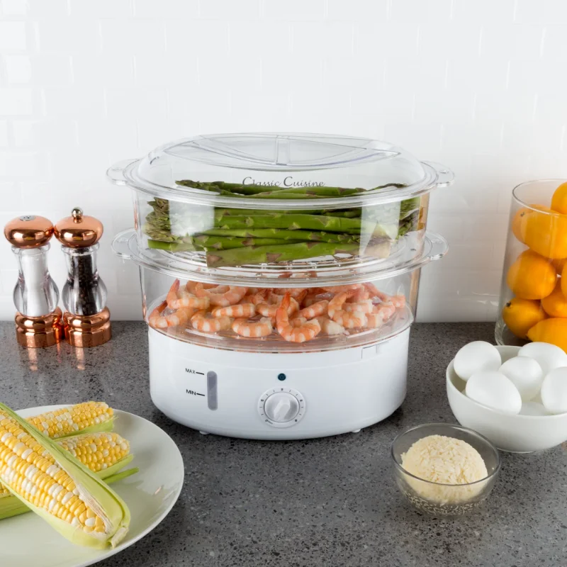 

Vegetable Steamer Rice Cooker- 6.3 Quart Electric Steam Appliance with Timer for Healthy Fish, Eggs, Vegetables, Rice