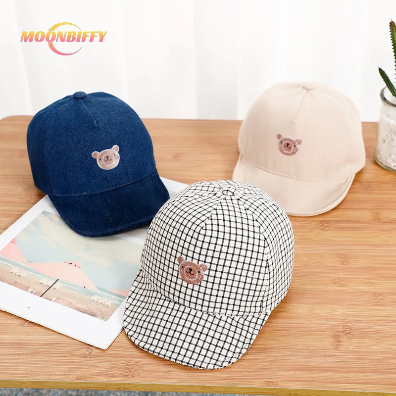 

Бейсболки для мальчиков и девочек, уличные летние аксессуары для мальчиков, с милым медведем, с регулируемым козырьком, для маленьких детей