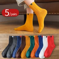 5pairs womens tube funny socks woman spring and autumn deodorant sweat absorbent stockings socks woman socks