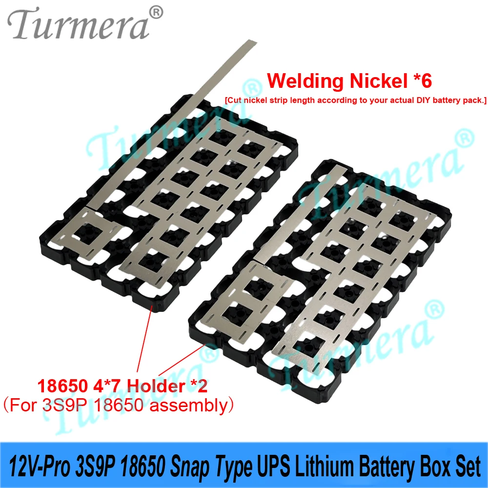 Фото Комплект аккумуляторного блока Turmera DIY 12V Pro 18650 3S9P 40A BMS с дисплеем напряжения и емкости, 2*USB 5V, двухканальный, с функцией Power Bank №4