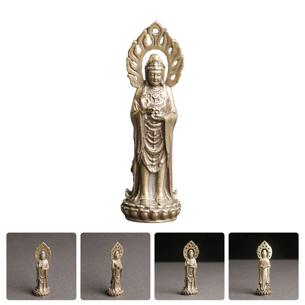 Vintage Light Avalokitesvara Buddhism Adorn Home Decor Adornment Ornament Guan Model Lotus Desktop Office
