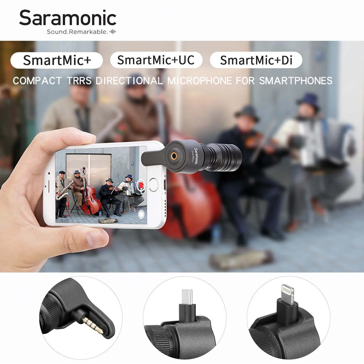 Saramonic SmartMic+/Di/UC Professional Condenser Microphone for PC Mobile TRRS TRS Type-C iOS Android Smartphones Streaming Vlog enlarge