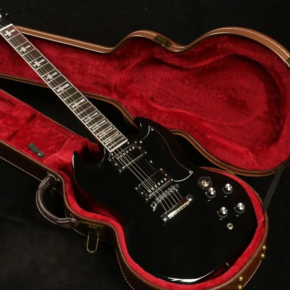 

Черная 6-дневная электрическая гитара, хромированное металлическое изделие, инкрустация крестом 2V2T