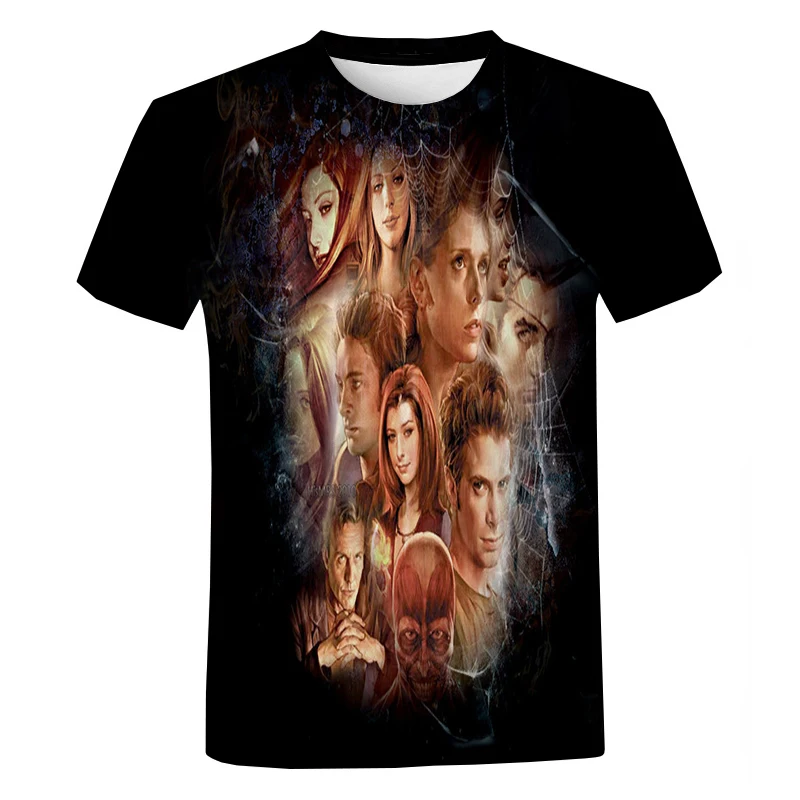

Мужская и женская футболка с объемным принтом вампира, модная Повседневная дышащая футболка большого размера, уличная футболка в стиле Харадзюку, Y2K, топы