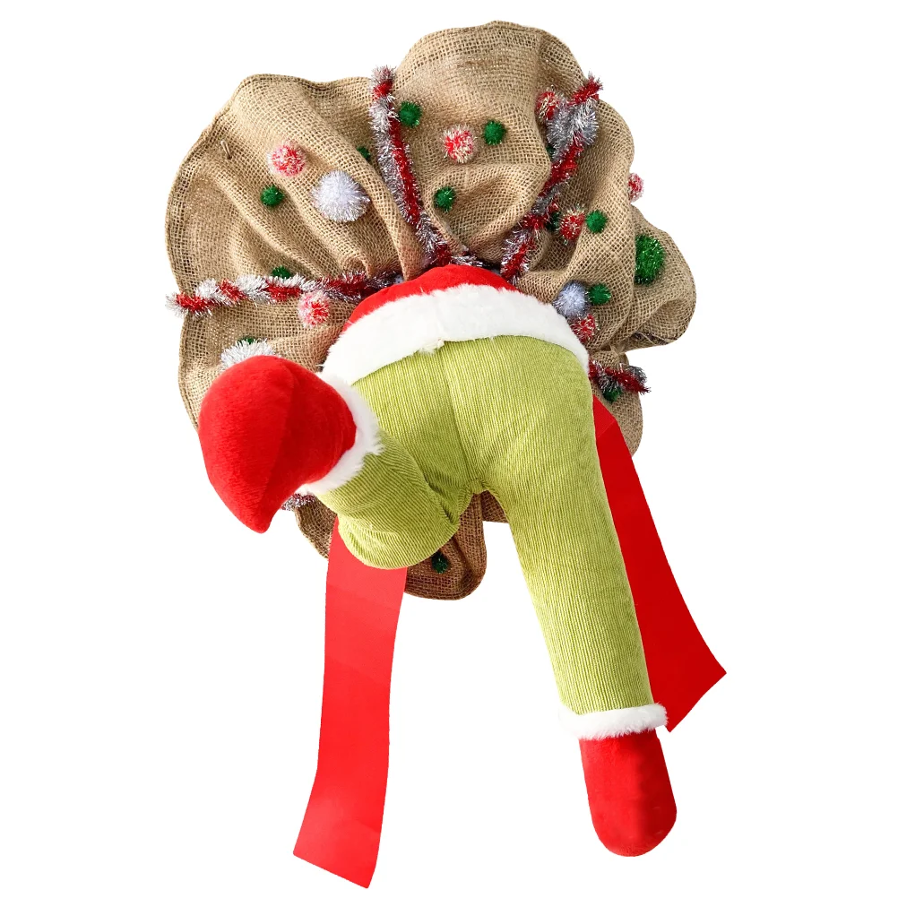 

Christmas Wreath Legs Elf Hanging Garland Decordoor Mantel Holiday Ornament Decorations Stuffed Santa Thief Reef Plush Stole