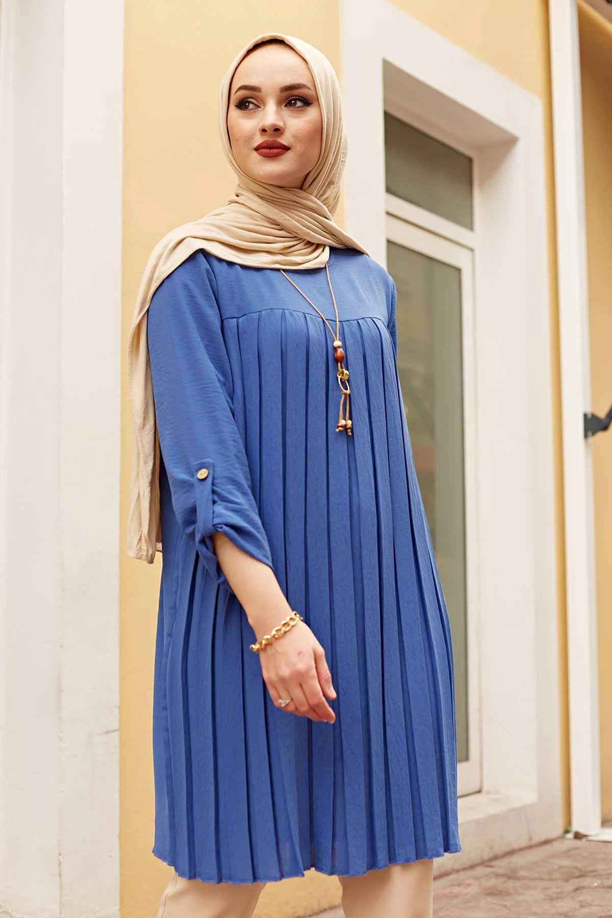 Piliseli Tunik TH Parlament, голубой, зимний, осенний, 2021 мусульманскийженский хиджаб, головной платок, исламский, Турция