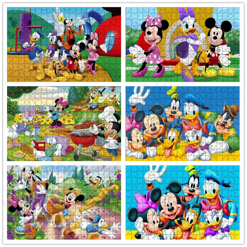 

Disney Mickey Mouse Puzzle 300/500/1000 Pieces Puzzles Educational Intellectual Decompressing Diy Gifts Home Decoration