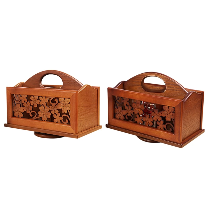 

Wood Rotatable Remote Control Holder, Nightstand TV Remote Office Supplies Desktop Organizer, Remote Control