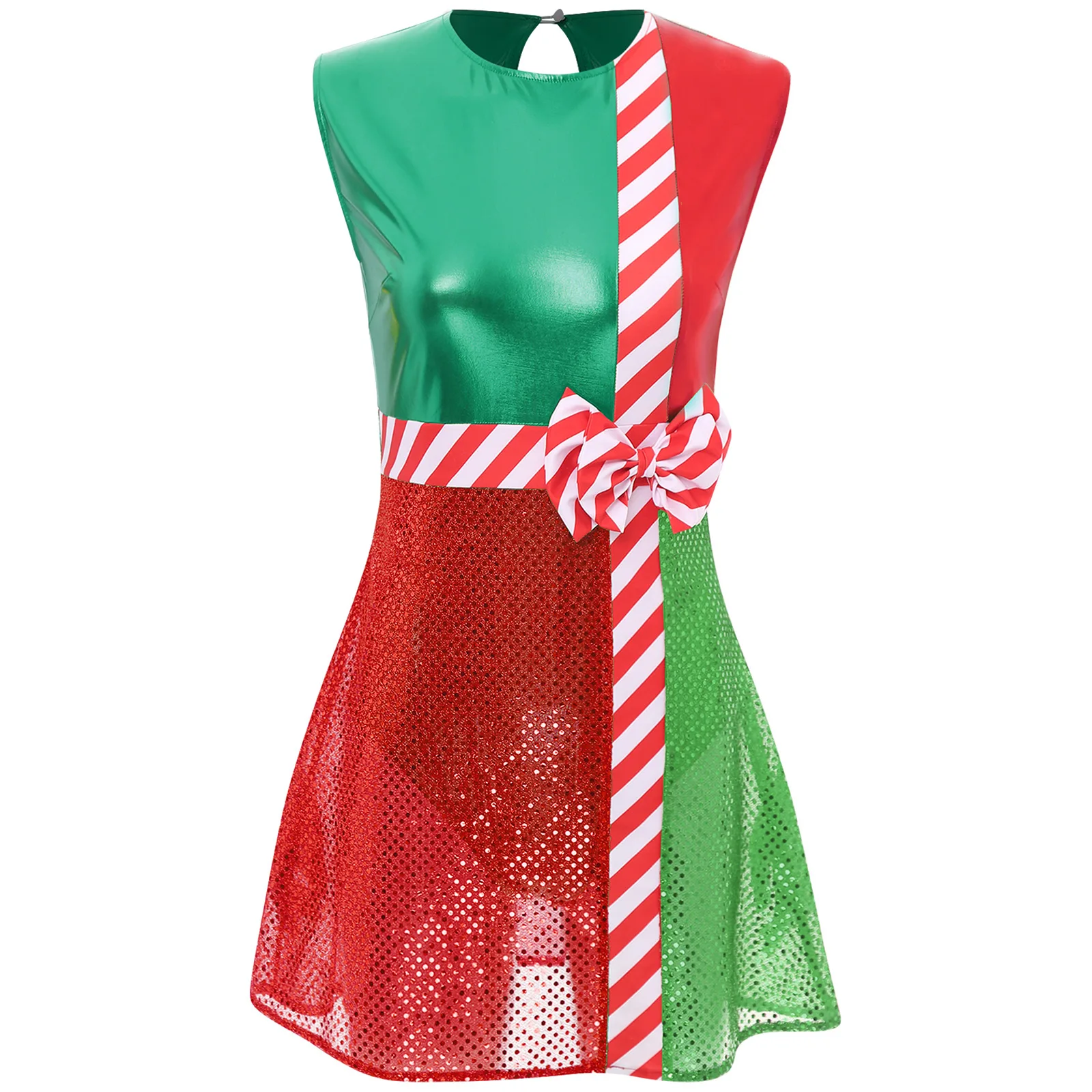 Женское платье с блестками без рукавов на Рождество