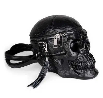 Модная дизайнерская сумка-портфель с черепом, оригинальная женская сумка с забавной головой скелета, черная ручная сумка, одна упаковка