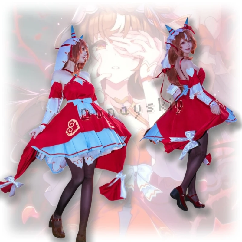 Фото Костюм для косплея из аниме-игры Umamusume: Still In Love Pretty Derby, парик, рождественское платье, одежда на Хэллоуин для женщин, праздничное платье №4