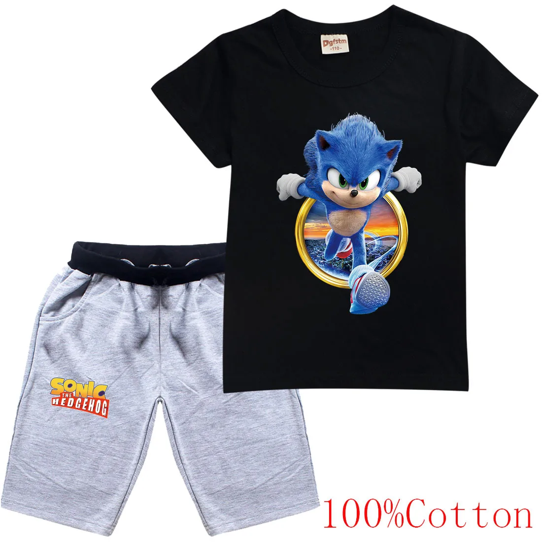 

Sonic The Hedgehog Sonic Children's Casual Home Clothes Summer Short-sleeved Suits Cotton Suits Toddler Boy Kids Clothes