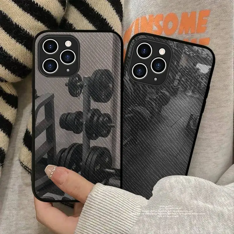 

Fitness Equipment Phone Case Hard Leather Case for iPhone 11 12 13 Mini Pro Max 8 7 Plus SE 2020 X XR XS Coque