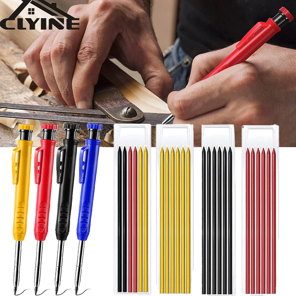 

Solid Carpenter Pencil Set Woodworking Tools Mechanical Pencil 3 Colors Refill Construction Job Tools Carpentry Marking Scriber