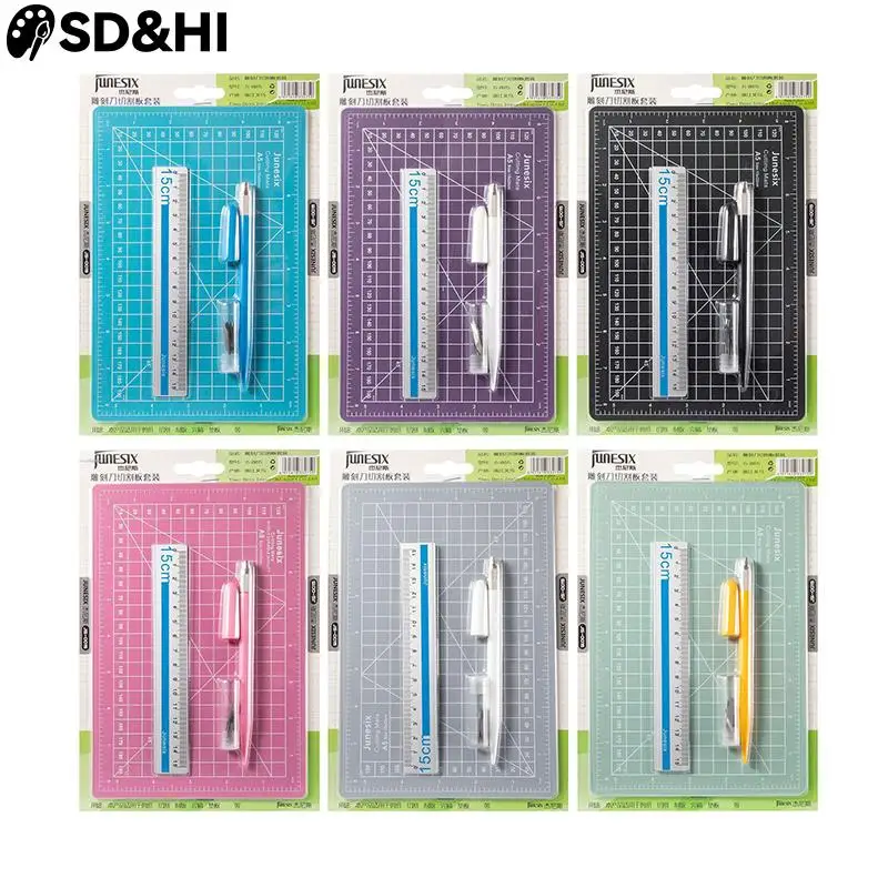 

1 Набор, режущий коврик A5, искусственный нож для резьбы, набор для рукоделия, самодельные наклейки, ленты, режущие подставки, журнал, товары д...