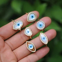 vintage demon eyes shell rings for women geometric heart round shell eye zircon open ring wedding couple rings jewelry gifts