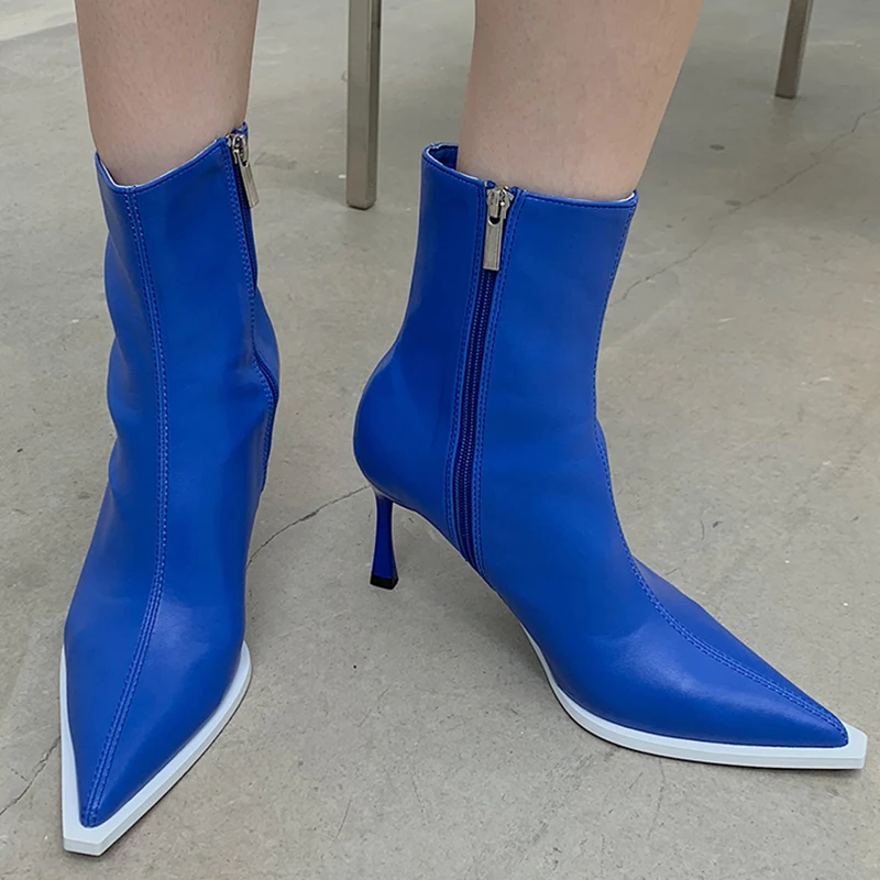 

New Shoes 2022 Party Dress Ladies Modern Boots Casual Outdoor Female Pointed Toe Heels Shoes Fashion Zippers Women Ankle Boots
