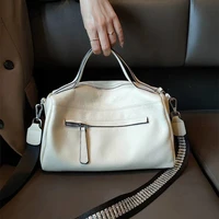 2022 large boston bag top layer soft cowhide leather womens handbag original classic tote office lady shoulder bag 2 straps