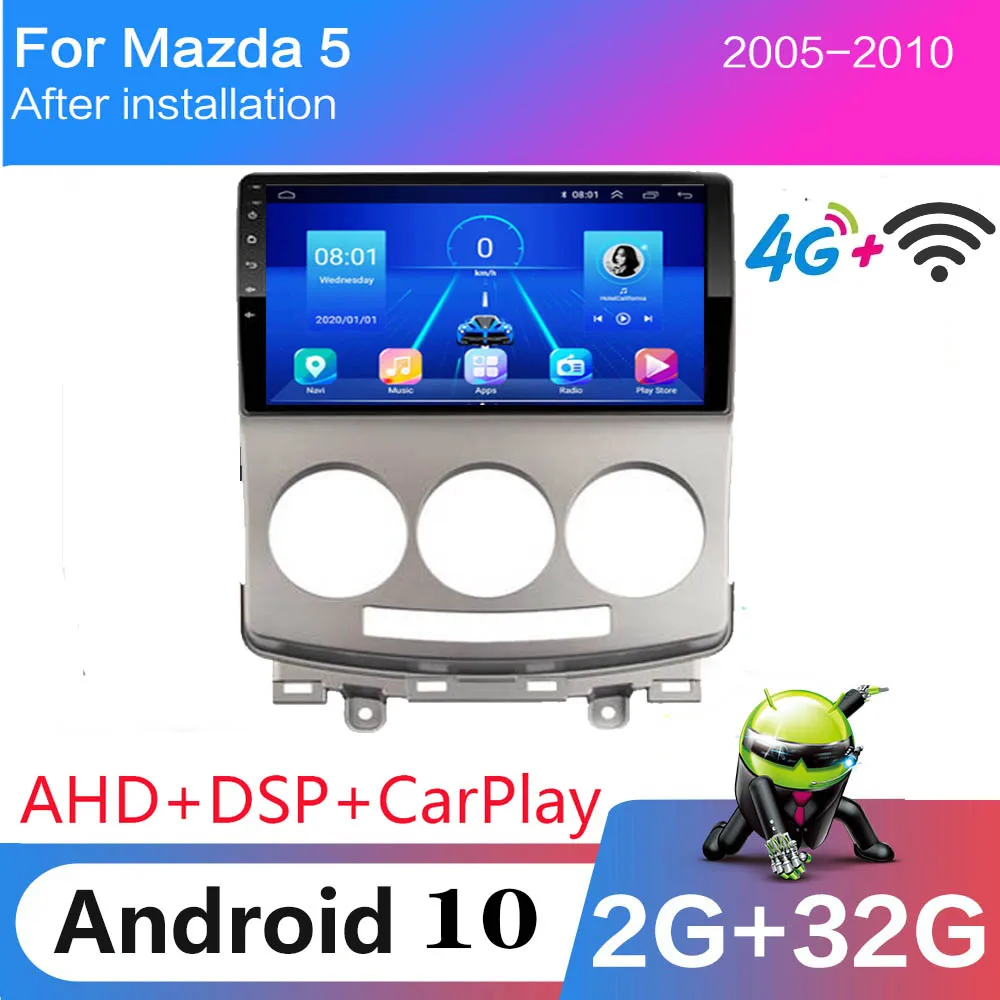 

Автомагнитола 2 din, 4G DSP RDS, Android 10,1 для Mazda 5 2005-2010, автомобильный радиоприемник, мультимедийный плеер, GPS-трек Carplay, 2din без dvd