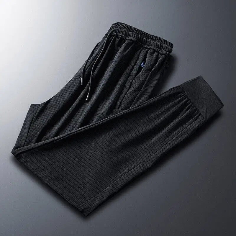 

Ice Silk Pants Men's Summer Ultra-thin Mesh Quick Drying Sports Leisure Pants Loose Plus Fat Oversized Air Conditioning Pants