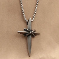 new stainless steel cross pendant men and women personality rock simple rope cross casual party necklace