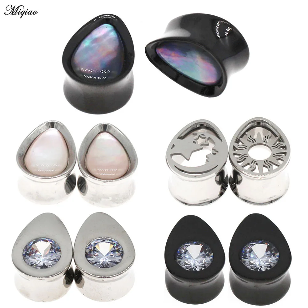 

Miqiao 1 Pair Water Drop Stainless Steel Ear Plugs Flesh Tunnel Ear Gauge Expander 8-25mm Earrings Ear Piercing Jewelry New
