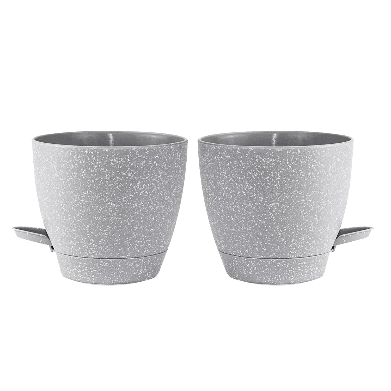 

8 Inch Self Watering Plastic Planters for Indoor Plants, Speckled Plant Pots with Drainage Holes and Watering Lip 2 Pack