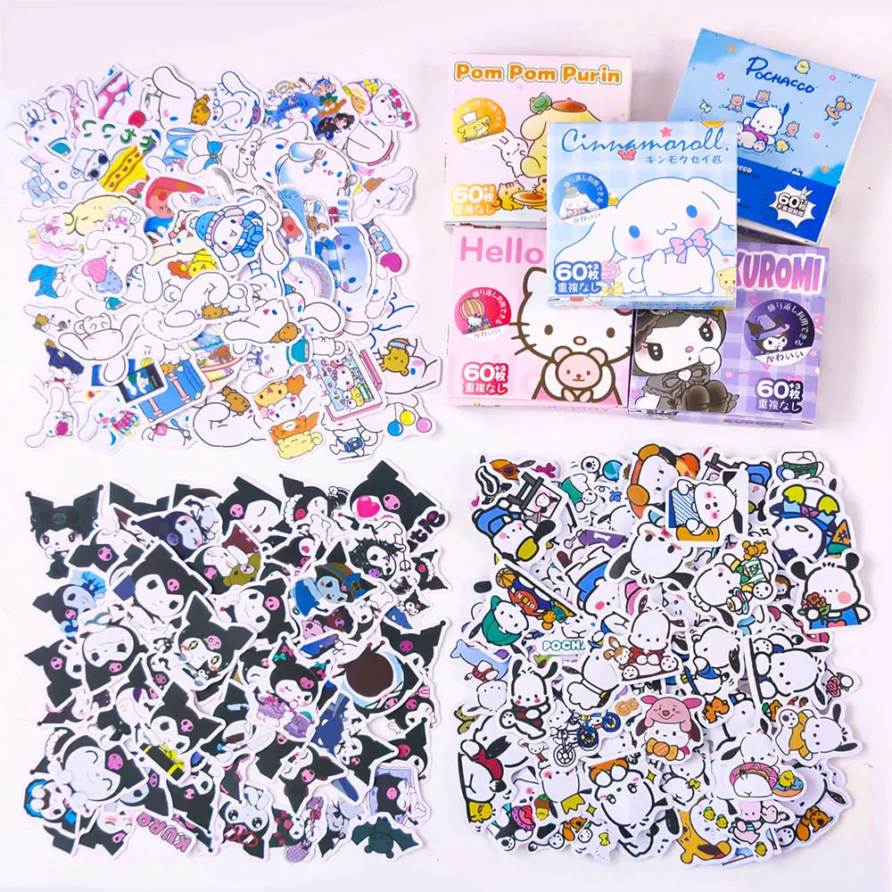 

120 Pieces Of Sanrio Hello Kitty Kawaii Stickers Cartoon Cute Doodle Goo Card Laptop Mug Decoration BoxHoliday Birthday Gift