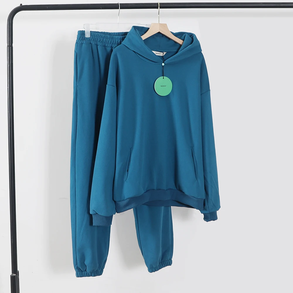 

100% Cotton Mens Tracksuits Two Piece Sets Hooded Sweatshirts Hoodies Track Pants Joggers Sweatpants Sweatsuits Fleece Lining