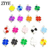 10pcs 1118mm clover enamel charms for jewelry making silver plated lucky pendant earrings necklaces diy handmade accessories