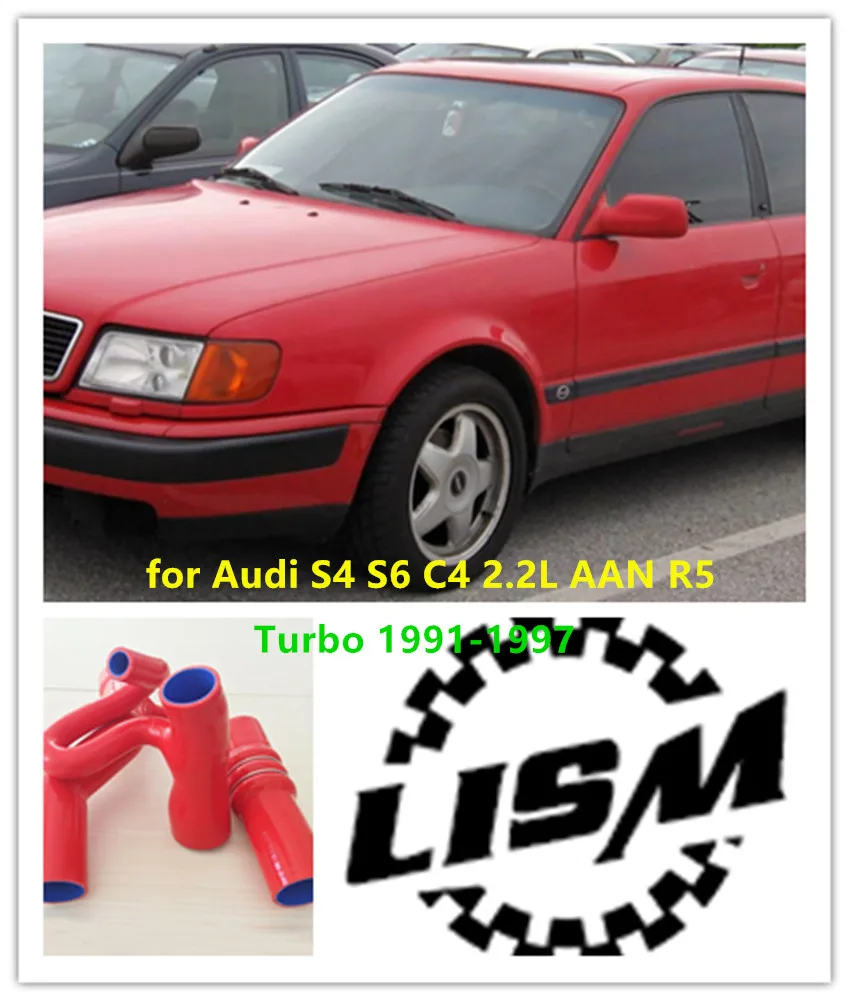 

3PCS 4-PLY Silicone Intercooler Turbo Boost Hose For 1991-1997 Audi S4 S6 C4 2.2L AAN Replacement Part 1992 1993 1994 1995 1996