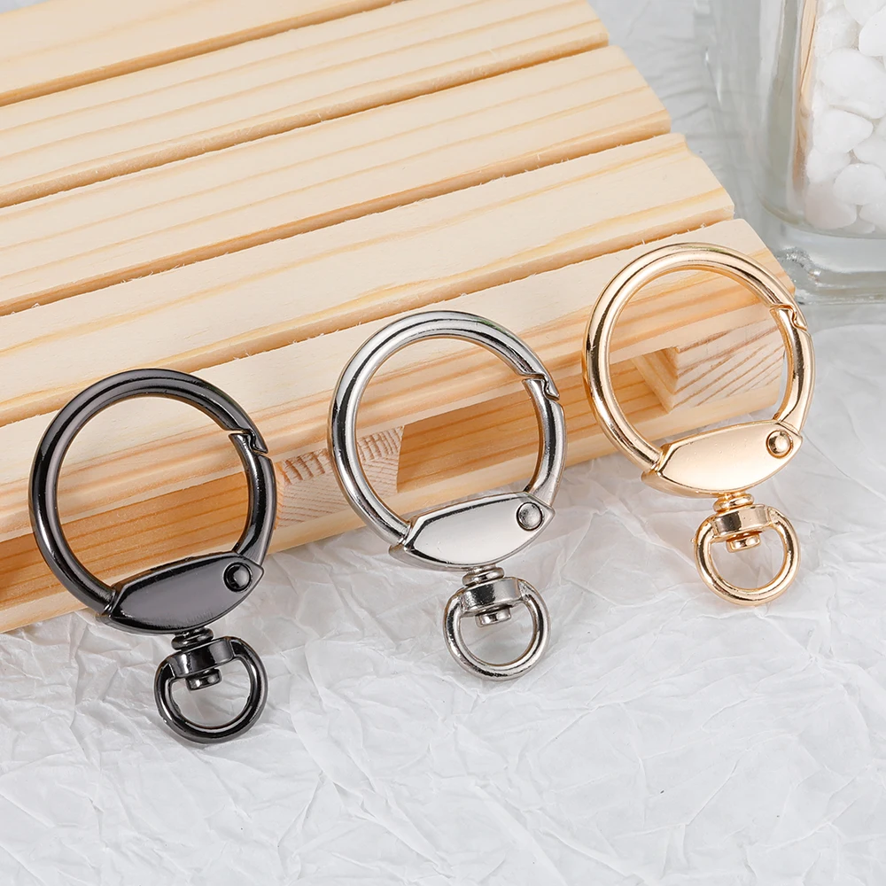 1/2/3pcs Rotatable Ring Spring Clasps Openable Round Carabiner Keychain Bag Clips Hook Dog Chain Buckles Connector DIY Jewelry