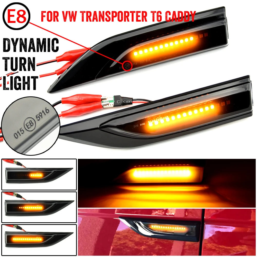 

LED Dynamic Side Marker Turn Signal Light Flashing Indicator For VW Volkswagen Transporter T6 Multivan Caddy MK4 2 Pieces