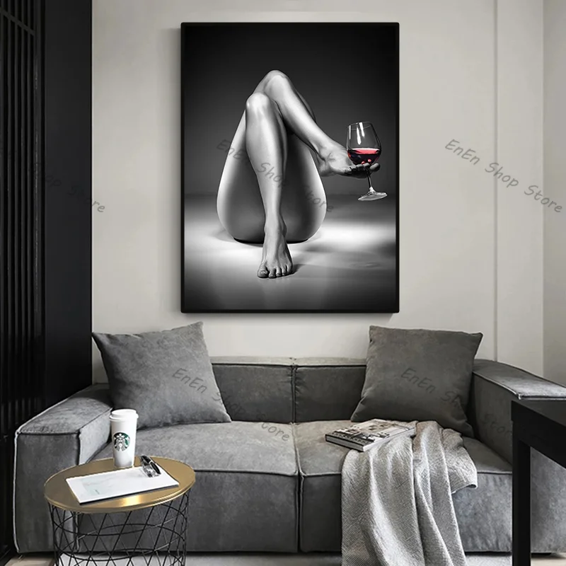 Черно-белые сексуальные обнаженные женские постеры для Тела Бондаж с кружевом